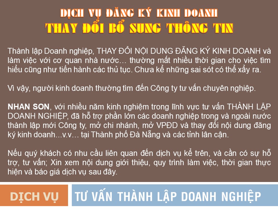 Dịch vụ thay đổi nội dung đăng ký kinh doanh tại Đà Nẵng